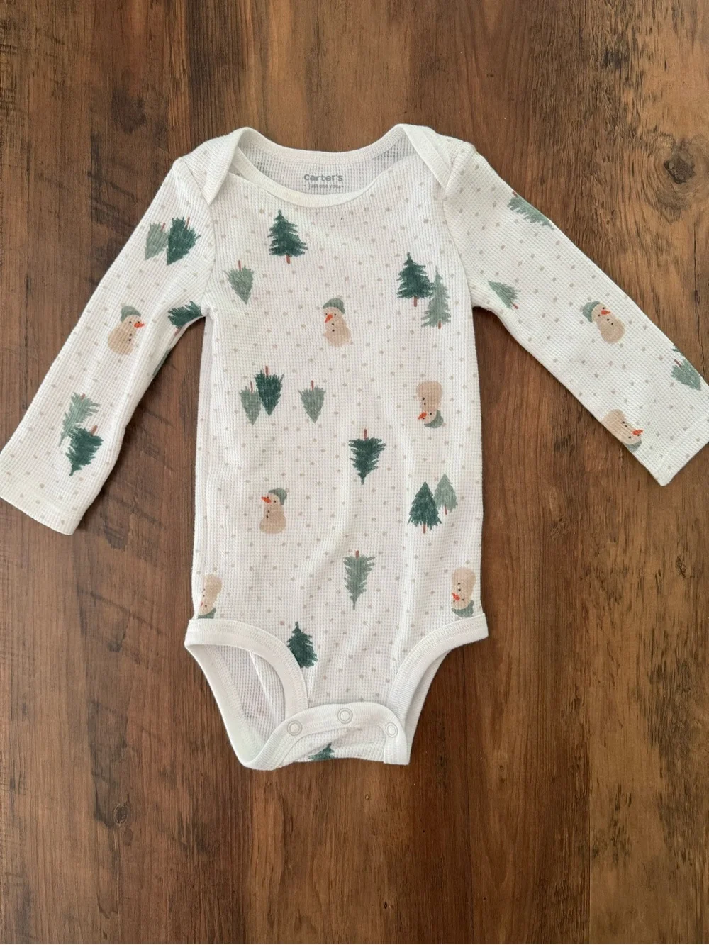 Carter's Baby Pine Tree & Snowman Thermal Set - White & Green